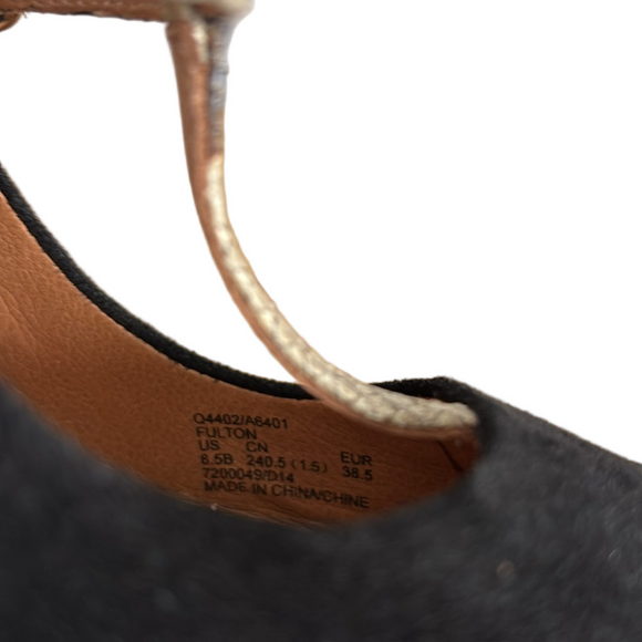 Coach Fulton Black Suede Snakeskin T-Strap Pointed Toe Stiletto Heels size 8.5 - Picture 6 of 9